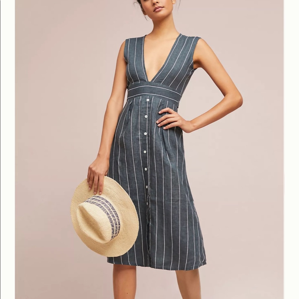 Faithfull Linen Deep-V Dress